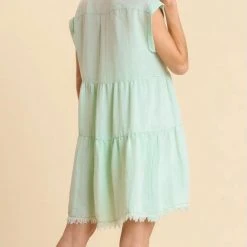 Purple Door Boutique New Arrivals Frayed Style Washed Mint Dress