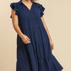 Purple Door Boutique New Arrivals Sweet Surprise Navy Midi Dress