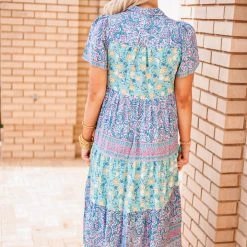 Purple Door Boutique Mint Floral Colorblock Midi Dress New Arrivals