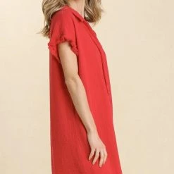 Purple Door Boutique New Arrivals Beach Days Red Gauze Dress