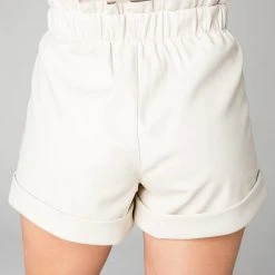 Buddy Love Peyton Paperbag White Vegan Leather Shorts New Arrivals