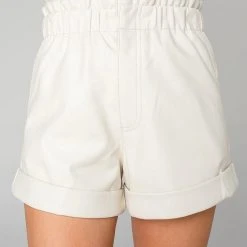 Buddy Love Peyton Paperbag White Vegan Leather Shorts New Arrivals