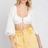 The Purple Door Boutique Washed Buttercup Denim Paperbag Shorts Ladies'