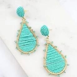 Purple Door Boutique Wheatland Beaded Teardrop Turquoise Earrings Jewelry