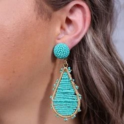 Purple Door Boutique Wheatland Beaded Teardrop Turquoise Earrings Jewelry