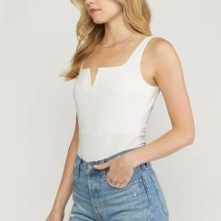 Purple Door Boutique Wishful Heart White Bodysuit