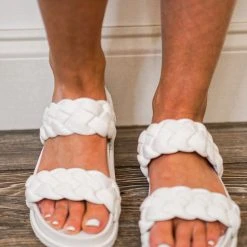 Purple Door Boutique New Arrivals Albina White Slide Sandals