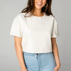New Arrivals Buddy Love Taylor Cropped White Vegan Leather Top