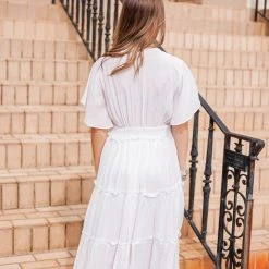 Purple Door Boutique New Arrivals Hopeless Romantic Off White Midi Dress