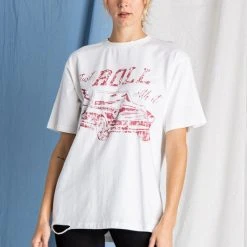 Purple Door Boutique Ladies' Just Roll Oversized Distressed Ivory Graphic Tee