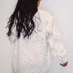 Purple Door Boutique Oh The Fringe Ivory Cardigan