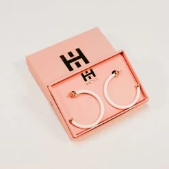 Purple Door Boutique White Large Hoop Earrings Jewelry