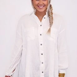 The Purple Door Boutique Spring Essential Off White Top