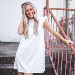 Purple Door Boutique Ladies' Metallic Dreams White Pleather Dress