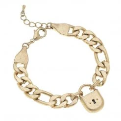 Canvas Jewelry Whitney Padlock Chain Worn Gold Bracelet