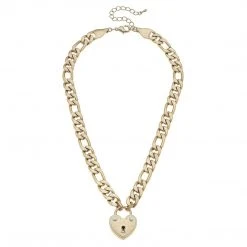 Canvas Jewelry Whitney Padlock Chain Worn Gold Necklace