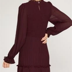 Purple Door Boutique Ladies' Chasing Moonlight Wine Smocked Dress