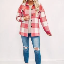 Purple Door Boutique Country Sky Pink Plaid Shacket