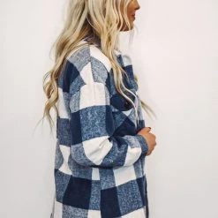 Purple Door Boutique New Arrivals Country Sky Blue Plaid Shacket