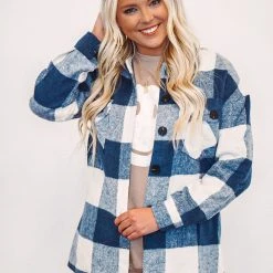 Purple Door Boutique New Arrivals Country Sky Blue Plaid Shacket