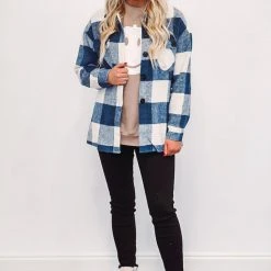 Purple Door Boutique New Arrivals Country Sky Blue Plaid Shacket