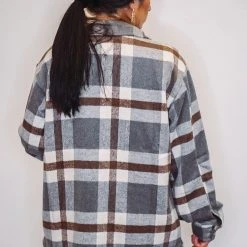 Purple Door Boutique Ladies' Hometown Girl Grey Plaid Shacket