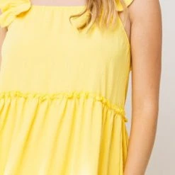 Purple Door Boutique Ladies' Golden Days Yellow Tiered Dress