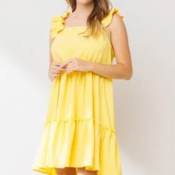 Purple Door Boutique Ladies' Golden Days Yellow Tiered Dress