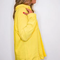 The Purple Door Boutique Sunset Stroll Yellow Gauze Top New Arrivals