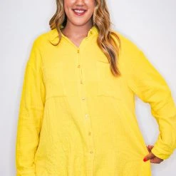 The Purple Door Boutique Sunset Stroll Yellow Gauze Top New Arrivals