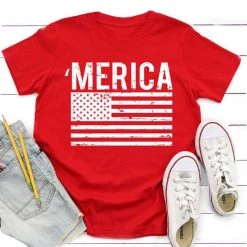 Purple Door Boutique Youth Merica Red Graphic Tee T-Shirts