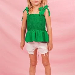 Purple Door Boutique Youth Kelly Green Smocked Top New Arrivals
