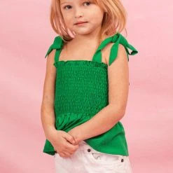 Purple Door Boutique Youth Kelly Green Smocked Top New Arrivals