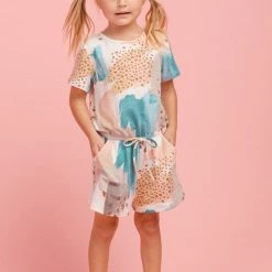 Purple Door Boutique Youth Blue Animal Print Romper Boutique Clothing