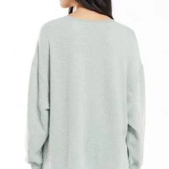 New Arrivals Z Supply Aqua Stone Cozy V Neck Weekender