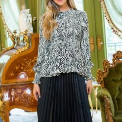 Purple Door Boutique Traditional Zebra Print Peplum Top New Arrivals